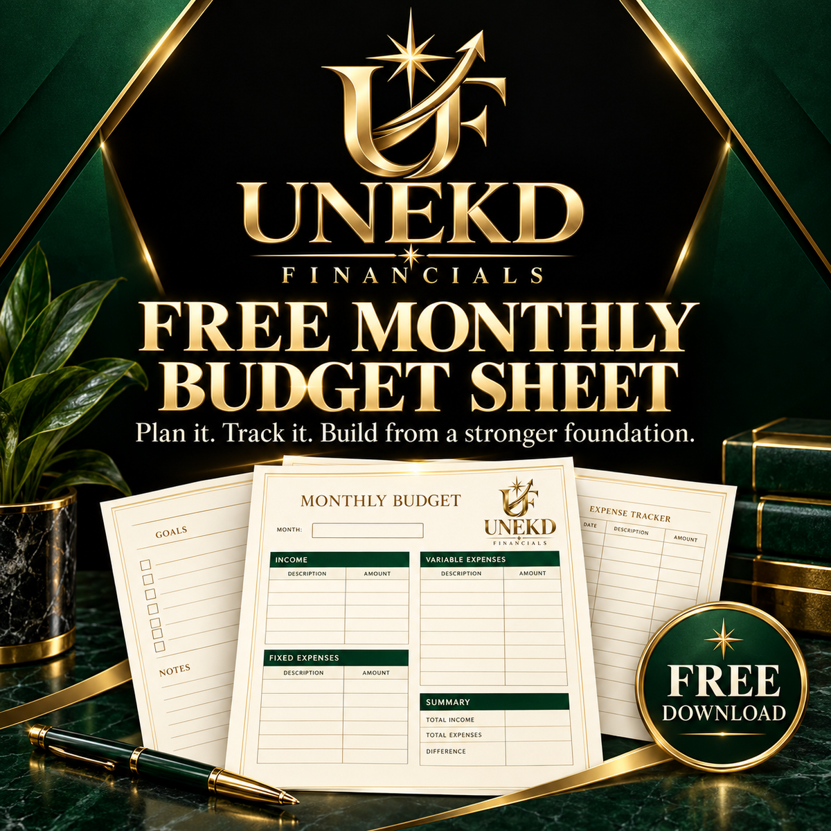FREE MONTHLY BUDGET SHEET